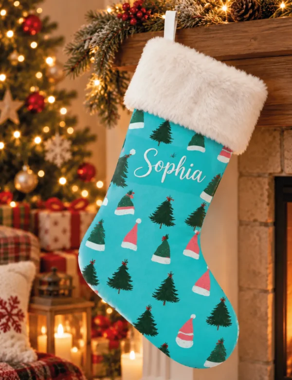 td-03 Personalized Christmas Stocking Set of 2 – Custom Name Family Holiday Stockings