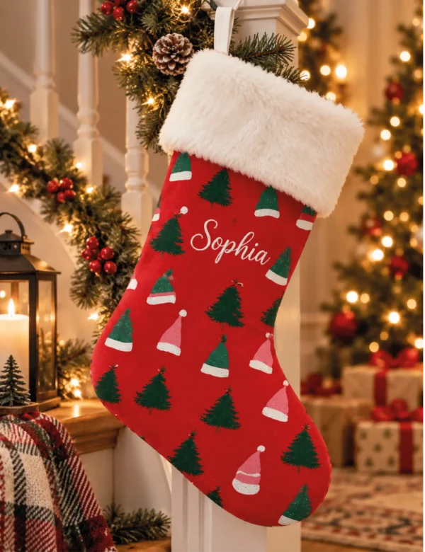 td-04 Personalized Christmas Stocking Set of 2 – Custom Name Family Holiday Stockings