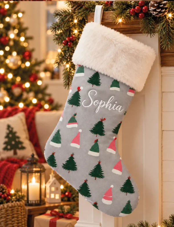td-05 Personalized Christmas Stocking Set of 2 – Custom Name Family Holiday Stockings
