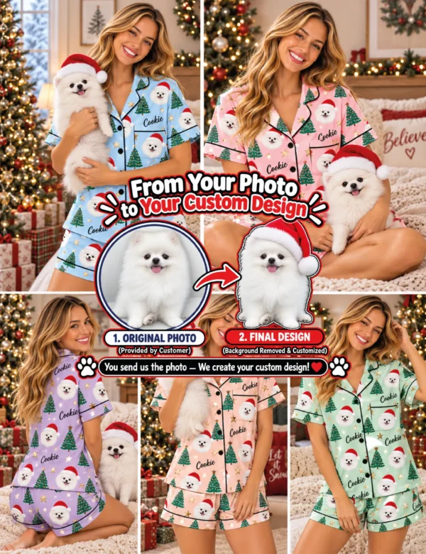 Personalized Christmas Pet Keepsake Pajamas – Custom Photo Holiday Sleep Set