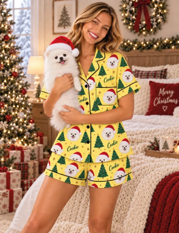 Personalized Christmas Pet Keepsake Pajamas – Custom Photo Holiday Sleep Set
