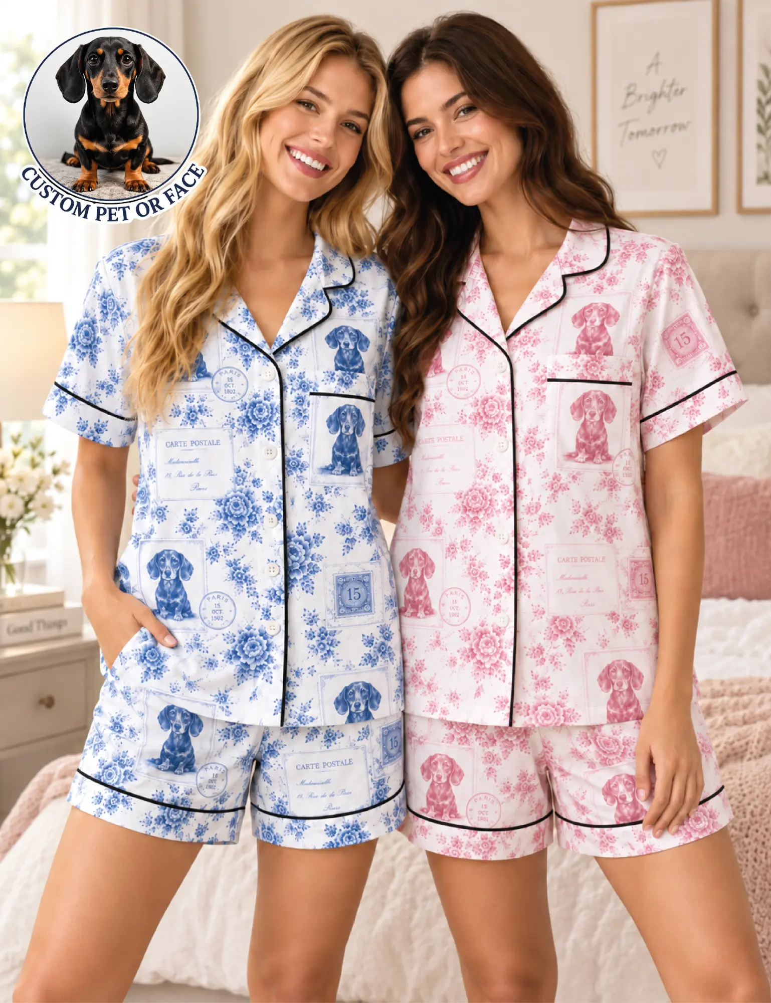 Personalized Pet Portrait Pajama Set – Custom Women’s Dog Pajamas