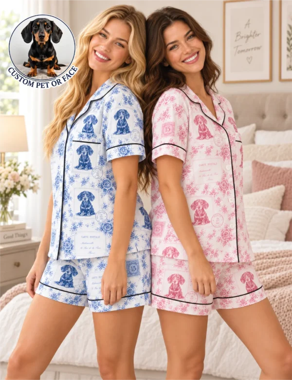 ybs-03 Personalized Pet Portrait Pajama Set – Custom Women’s Dog Pajamas