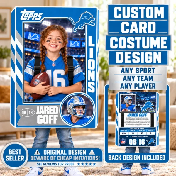 Custom Sports Trading Card Costume | DIY Wearable Sports Card | Editable Design | Baseball Card | Personalized | Halloween Costume. Digital File - Detroit