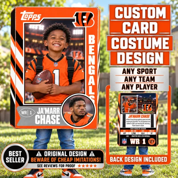Custom Sports Trading Card Costume | DIY Wearable Sports Card | Editable Design | Baseball Card | Personalized | Halloween Costume. Digital File - Cincinnati