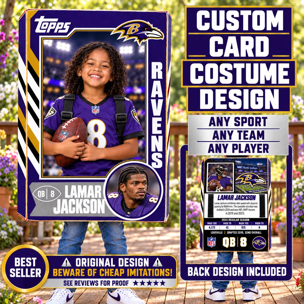 Custom Sports Trading Card Costume | DIY Wearable Sports Card | Editable Design | Baseball Card | Personalized | Halloween Costume. Digital File - Baltimore