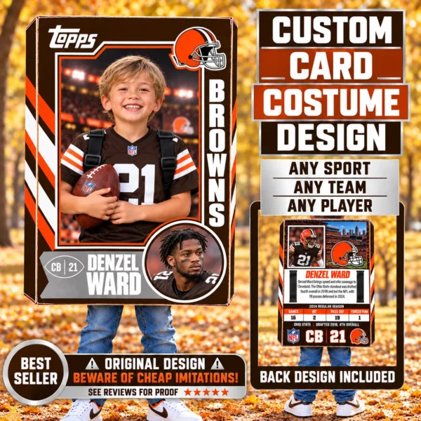 Custom Sports Trading Card Costume | DIY Wearable Sports Card | Editable Design | Baseball Card | Personalized | Halloween Costume. Digital File - Cleveland