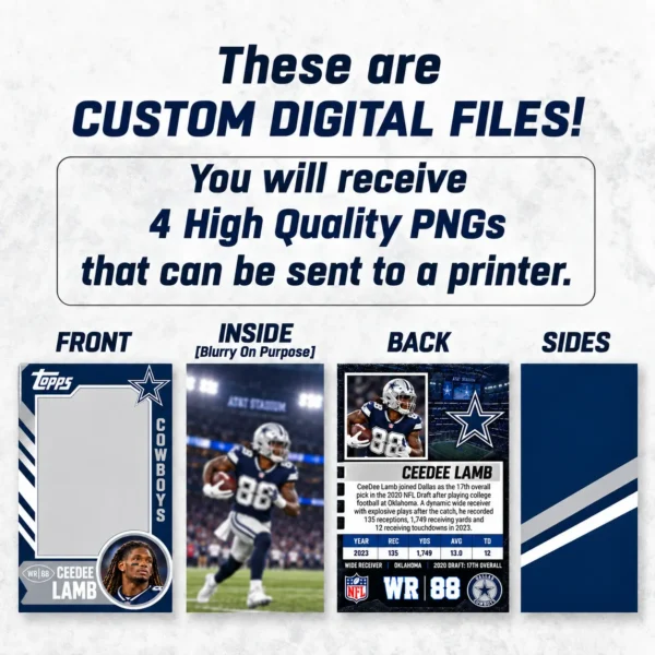 Custom Sports Trading Card Costume | DIY Wearable Sports Card | Editable Design | Baseball Card | Personalized | Halloween Costume. Digital File - Dallas