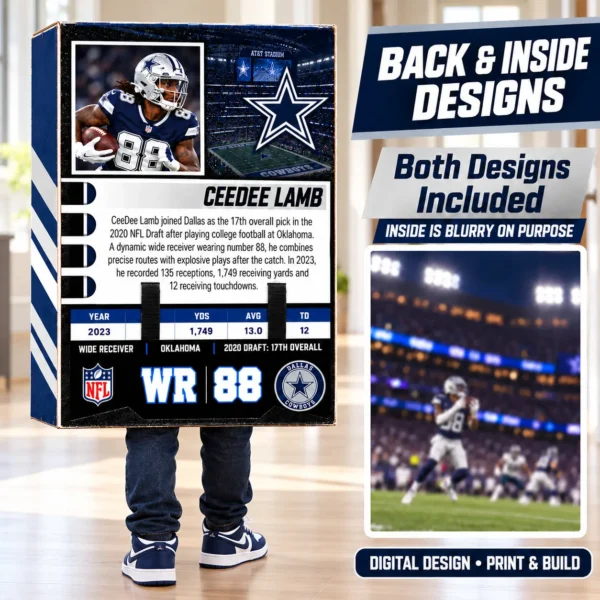 Custom Sports Trading Card Costume | DIY Wearable Sports Card | Editable Design | Baseball Card | Personalized | Halloween Costume. Digital File - Dallas