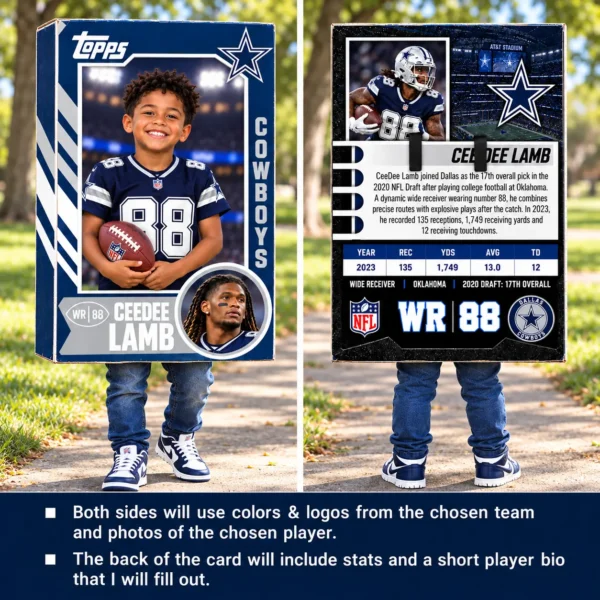 Custom Sports Trading Card Costume | DIY Wearable Sports Card | Editable Design | Baseball Card | Personalized | Halloween Costume. Digital File - Dallas