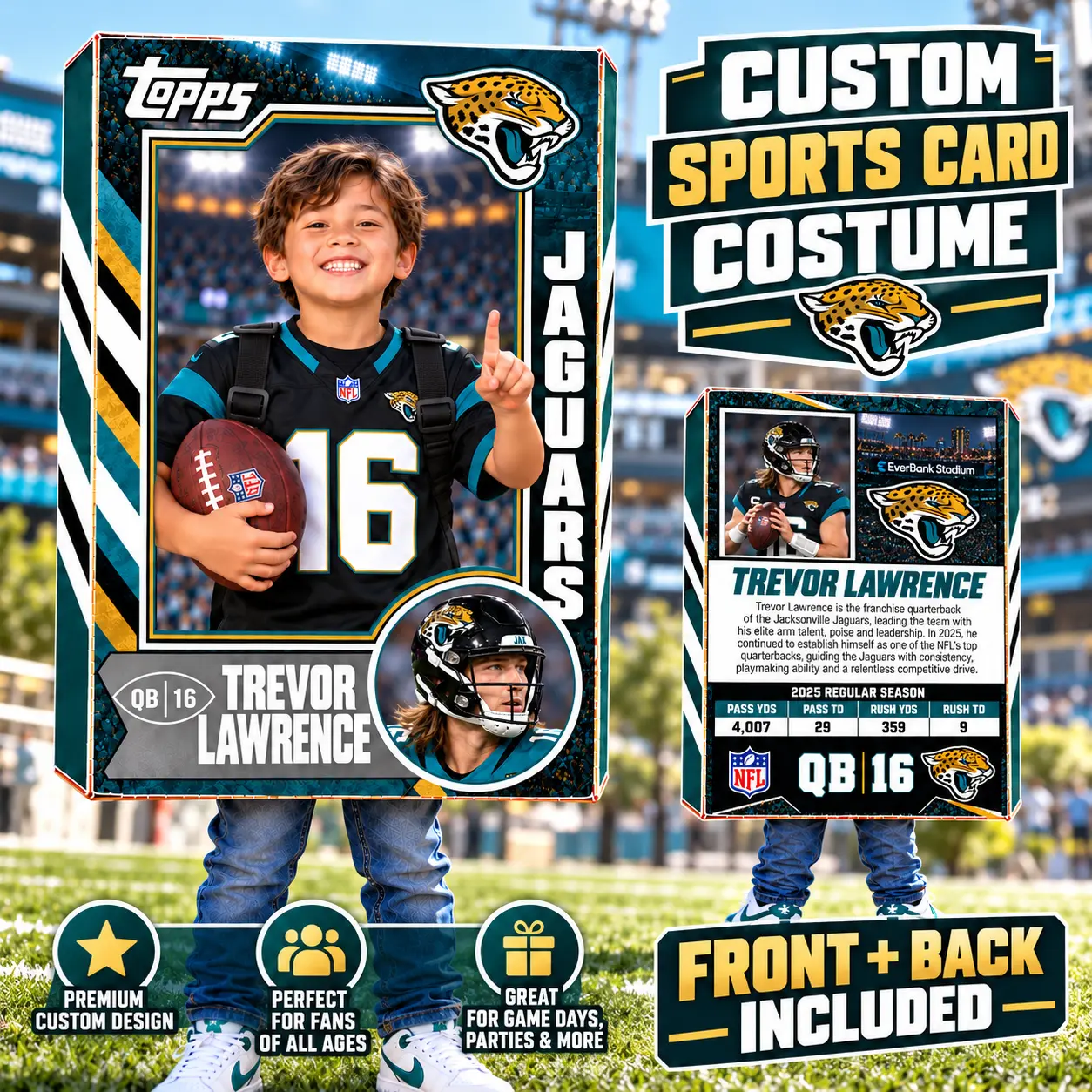 Custom Sports Trading Card Costume | DIY Wearable Sports Card | Editable Design | Baseball Card | Personalized | Halloween Costume. Digital File - Jacksonville