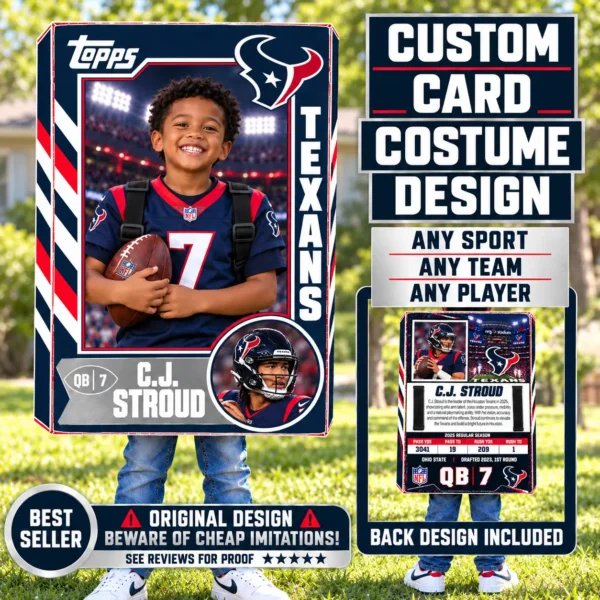 Custom Sports Trading Card Costume | DIY Wearable Sports Card | Editable Design | Baseball Card | Personalized | Halloween Costume. Digital File - Houston