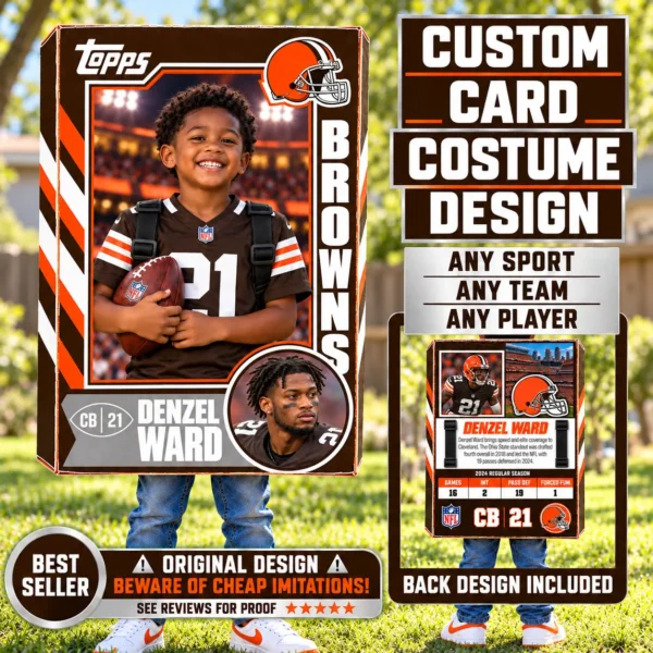 Custom Sports Trading Card Costume | DIY Wearable Sports Card | Editable Design | Baseball Card | Personalized | Halloween Costume. Digital File - Cleveland