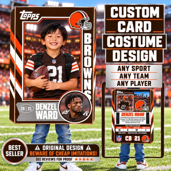 Custom Sports Trading Card Costume | DIY Wearable Sports Card | Editable Design | Baseball Card | Personalized | Halloween Costume. Digital File - Cleveland