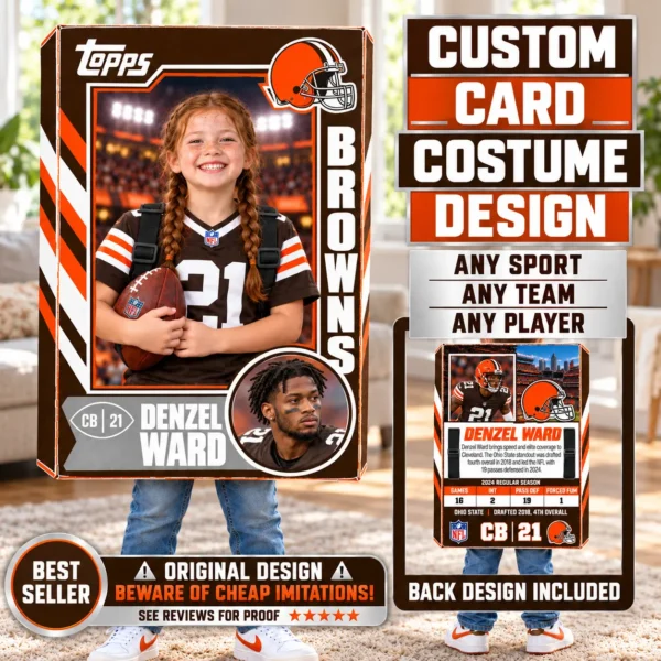 Custom Sports Trading Card Costume | DIY Wearable Sports Card | Editable Design | Baseball Card | Personalized | Halloween Costume. Digital File - Cleveland