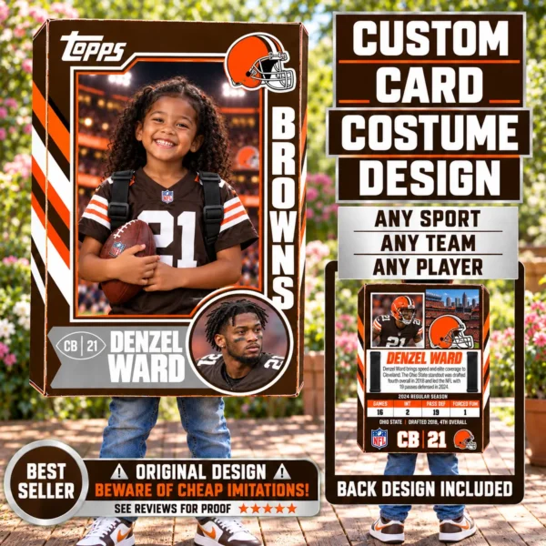 Custom Sports Trading Card Costume | DIY Wearable Sports Card | Editable Design | Baseball Card | Personalized | Halloween Costume. Digital File - Cleveland