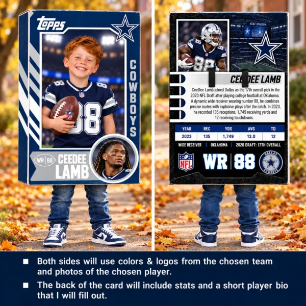 Custom Sports Trading Card Costume | DIY Wearable Sports Card | Editable Design | Baseball Card | Personalized | Halloween Costume. Digital File - Dallas