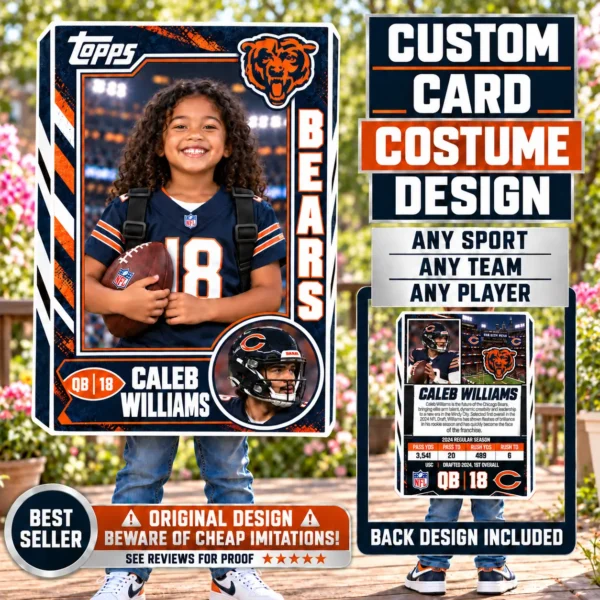 Custom Sports Trading Card Costume | DIY Wearable Sports Card | Editable Design | Baseball Card | Personalized | Halloween Costume. Digital File - Chicago