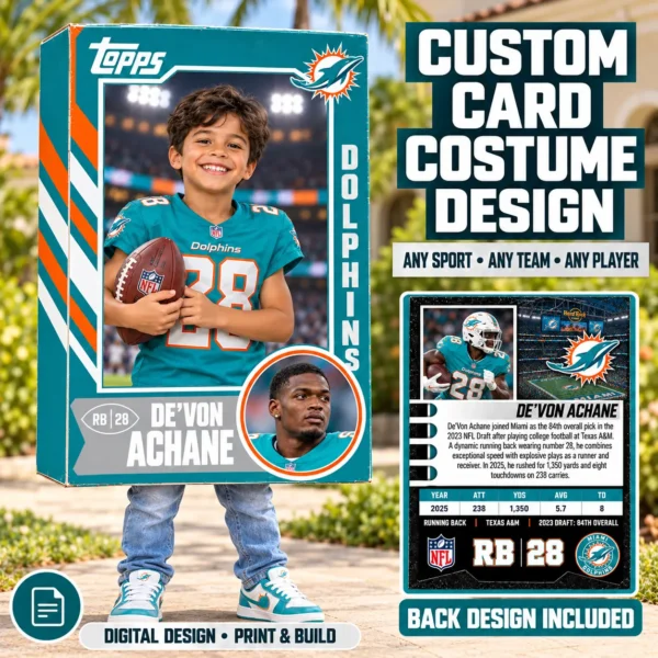 Custom Sports Trading Card Costume | DIY Wearable Sports Card | Editable Design | Baseball Card | Personalized | Halloween Costume. Digital File - Miami
