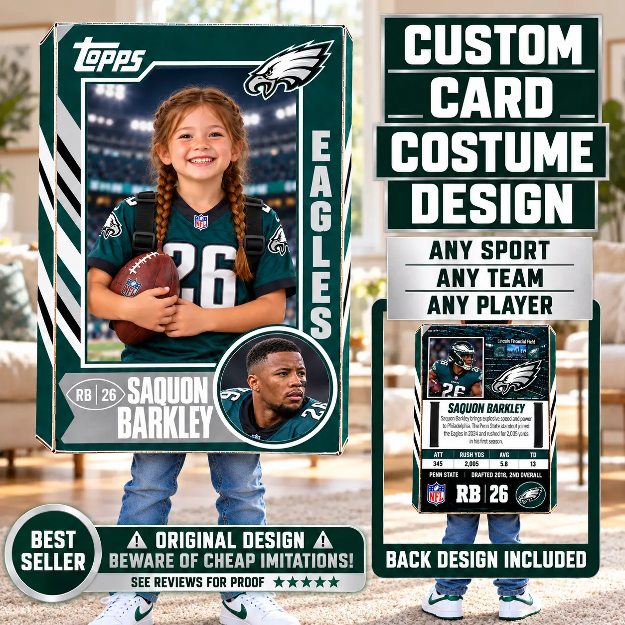 Custom Sports Trading Card Costume | DIY Wearable Sports Card | Editable Design | Baseball Card | Personalized | Halloween Costume. Digital File - Philadelphia