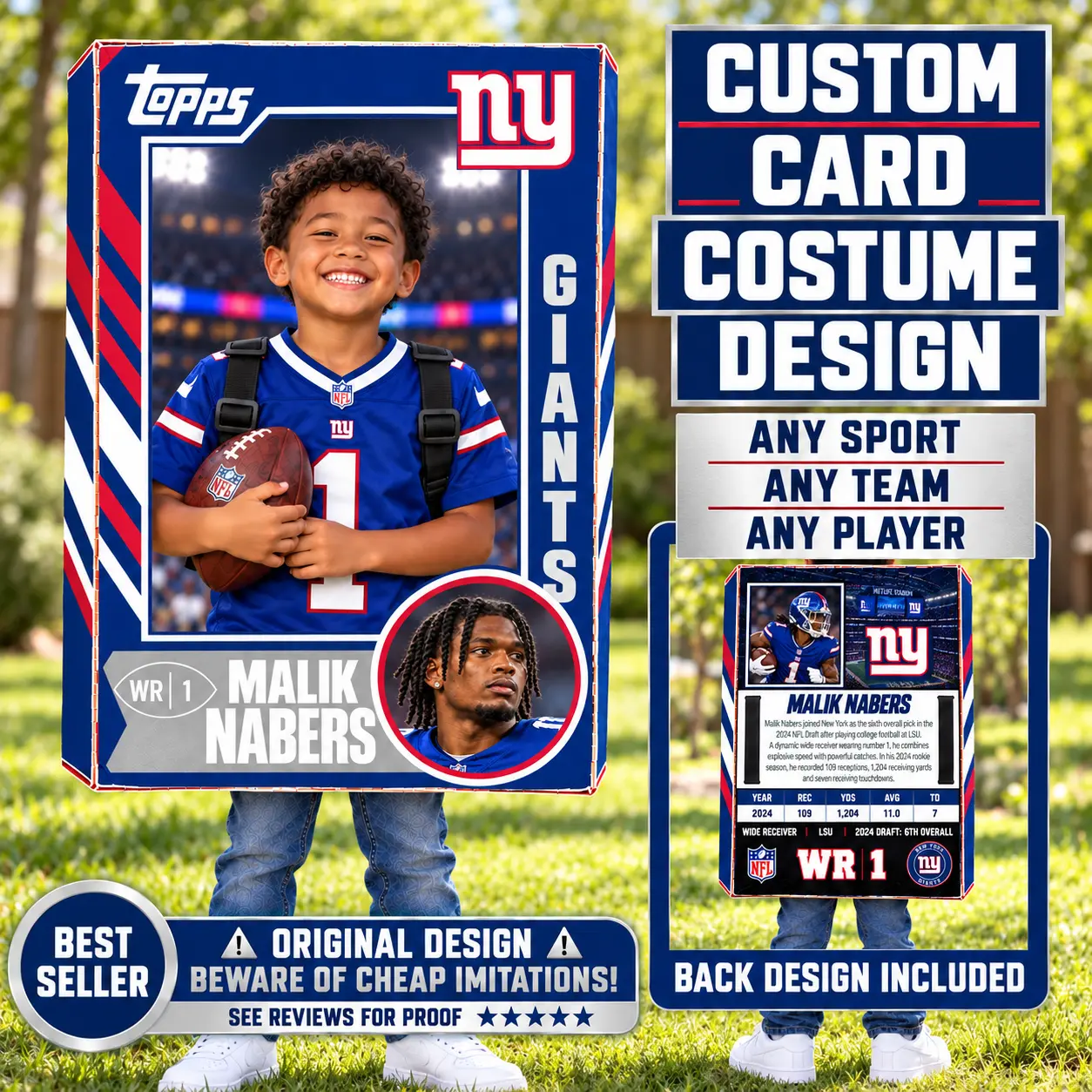 Custom Sports Trading Card Costume | DIY Wearable Sports Card | Editable Design | Baseball Card | Personalized | Halloween Costume. Digital File - New York