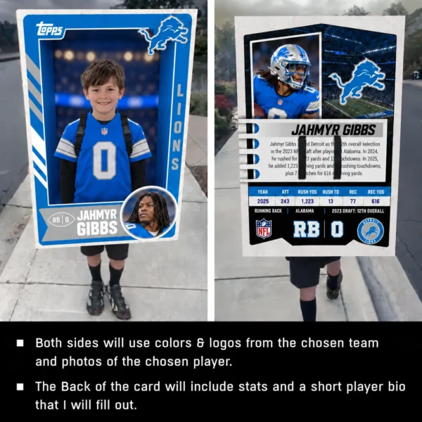 Custom Sports Trading Card Costume | DIY Wearable Sports Card | Editable Design | Baseball Card | Personalized | Halloween Costume. Digital File - Detroit