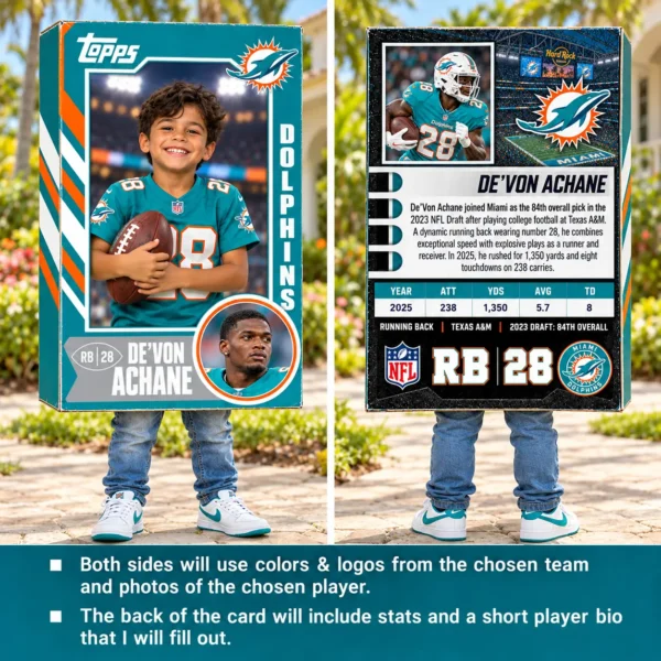Custom Sports Trading Card Costume | DIY Wearable Sports Card | Editable Design | Baseball Card | Personalized | Halloween Costume. Digital File - Miami