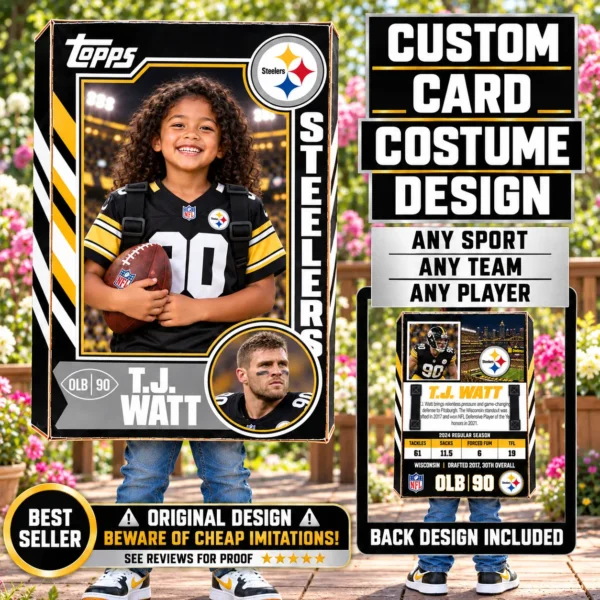 Custom Sports Trading Card Costume | DIY Wearable Sports Card | Editable Design | Baseball Card | Personalized | Halloween Costume. Digital File - Pittsburgh