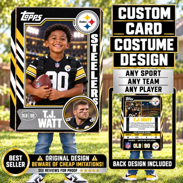 Custom Sports Trading Card Costume | DIY Wearable Sports Card | Editable Design | Baseball Card | Personalized | Halloween Costume. Digital File - Pittsburgh