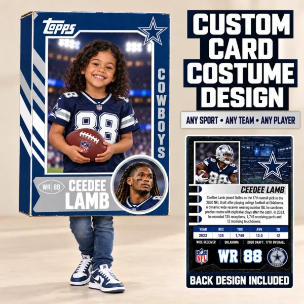 Custom Sports Trading Card Costume | DIY Wearable Sports Card | Editable Design | Baseball Card | Personalized | Halloween Costume. Digital File - Dallas