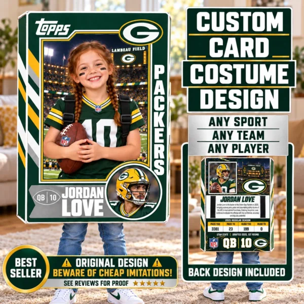 Custom Sports Trading Card Costume | DIY Wearable Sports Card | Editable Design | Baseball Card | Personalized | Halloween Costume. Digital File - Green Bay
