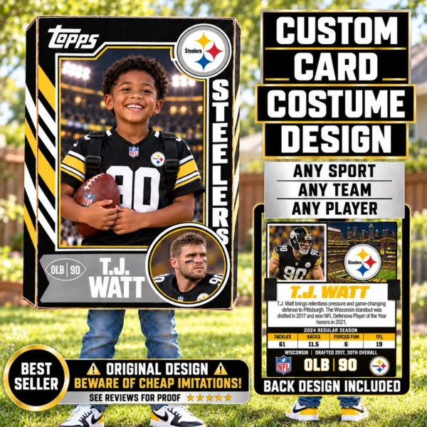 Custom Sports Trading Card Costume | DIY Wearable Sports Card | Editable Design | Baseball Card | Personalized | Halloween Costume. Digital File - Pittsburgh