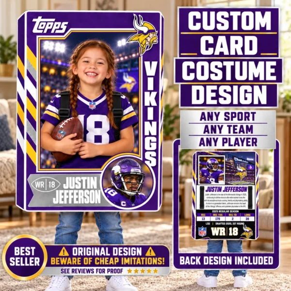 Custom Sports Trading Card Costume | DIY Wearable Sports Card | Editable Design | Baseball Card | Personalized | Halloween Costume. Digital File - Minnesota