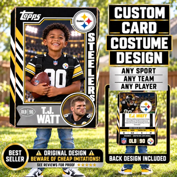 Custom Sports Trading Card Costume | DIY Wearable Sports Card | Editable Design | Baseball Card | Personalized | Halloween Costume. Digital File - Pittsburgh