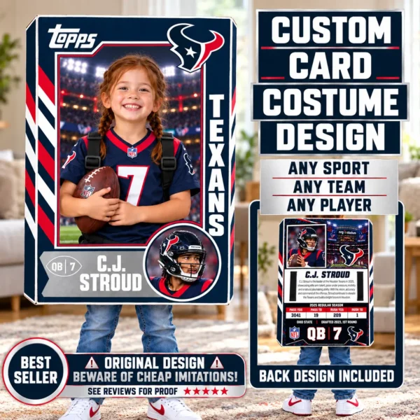 Custom Sports Trading Card Costume | DIY Wearable Sports Card | Editable Design | Baseball Card | Personalized | Halloween Costume. Digital File - Houston