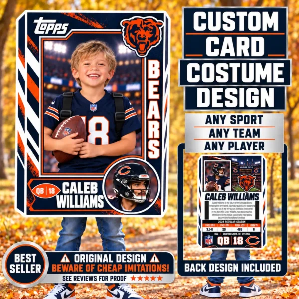 Custom Sports Trading Card Costume | DIY Wearable Sports Card | Editable Design | Baseball Card | Personalized | Halloween Costume. Digital File - Chicago