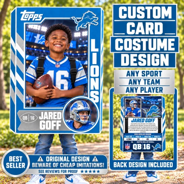 Custom Sports Trading Card Costume | DIY Wearable Sports Card | Editable Design | Baseball Card | Personalized | Halloween Costume. Digital File - Detroit