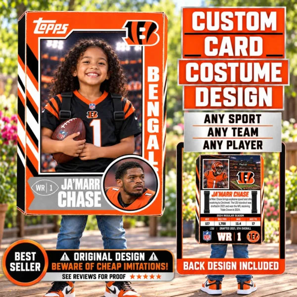 Custom Sports Trading Card Costume | DIY Wearable Sports Card | Editable Design | Baseball Card | Personalized | Halloween Costume. Digital File - Cincinnati