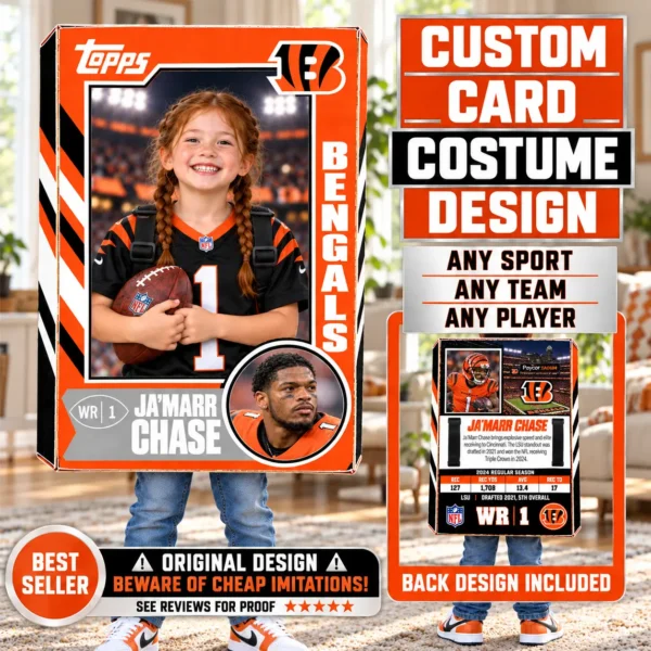 Custom Sports Trading Card Costume | DIY Wearable Sports Card | Editable Design | Baseball Card | Personalized | Halloween Costume. Digital File - Cincinnati